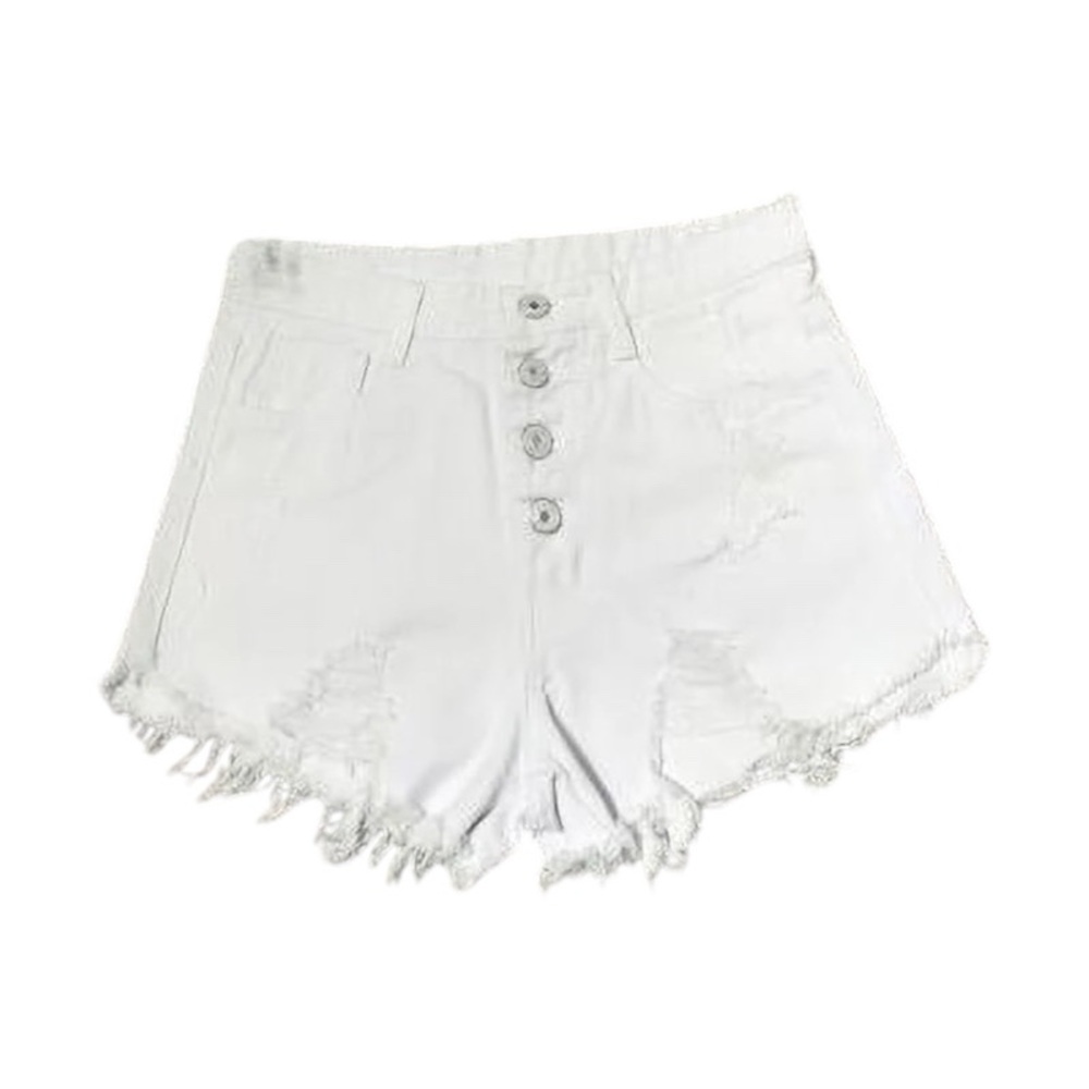NWOT Zara White Distressed Denim Shorts